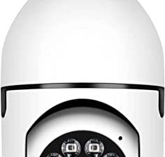 كاميرا Tiantianka اللاسلكية WiFi Light Bulb ، كاميرا أمان خارجية بمصباح E27 360 درجة ، نظام كاميرات مراقبة المنزل 1080P مع كشف الحركة البشرية والإنذار (White-1PC)