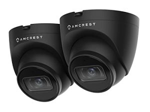 Amcrest 2-Pack 5MP UltraHD Outdoor Security IP Turret PoE Camera with Mic / Audio، 5-Megapixel، 98ft NightVision، 2.8mm Lens، IP67 Weather، MicroSD Recording (256GB)، 2PACK-IP5M-T1179EB-28MM Black
