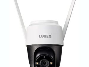 كاميرا أمان واي فاي داخلية / خارجية من Lorex 2K Pan-Tilt مع بطاقة MicroSD بسعة 32 جيجابايت ، وتتبع تلقائي ، ورؤية ليلية ملونة ، واكتشاف الأشخاص ، وضوء تحذير / صفارة الإنذار