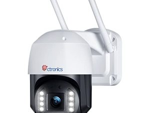 كاميرا مراقبة Ctronics 4K 8MP خارجية واي فاي كاميرا خارجية للمراقبة IP للأمن المنزلي مع إمالة بزاوية 355 درجة 90 درجة للكشف عن الإنسان / السيارة ، التتبع التلقائي ، رؤية ليلية ملونة 65 قدمًا ، صوت ثنائي الاتجاه