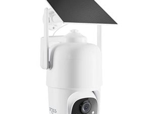 Dzees Solar Security Cameras Wireless Outdoor ، كاميرا أمان تعمل بالبطارية 2K ، كاميرا PTZ بزاوية 360 درجة مع ضوء كشاف ، صفارة الإنذار ، رؤية ليلية ملونة ، كشف AI ، IP66 لأمن المنزل ، 2.4 جيجا هرتز