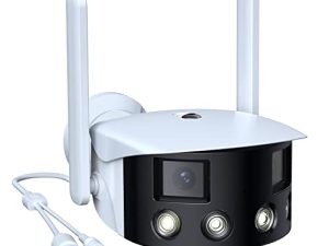 2K كاميرا مراقبة خارجية ، عدسة مزدوجة بزاوية عريضة 180 درجة ، 2.4 جيجا هرتز WiFi ، كاميرا مراقبة منزلية لاسلكية بدقة 4 ميجا بكسل ، كشف حركة الأشخاص ، رؤية ليلية ملونة ، صوت ثنائي الاتجاه ، IP66 ، إنذار صوتي وضوء