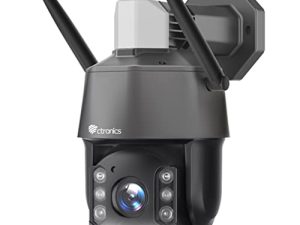 كاميرا مراقبة خارجية Ctronics 5MP 30X زووم بصري IP ، كاميرا PTZ WiFi IP مع أضواء تحذير حمراء وزرقاء ، سرعة تلقائية وتقريب ، تتبع تلقائي للكشف عن الإنسان 492 قدمًا للرؤية الليلية صوت ثنائي الاتجاه IP66 (أسود)
