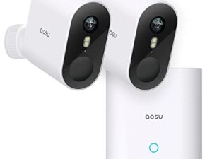 AOSU Security Cameras Wireless Outdoor ، نظام أمان منزلي 2K HD مع 166 درجة عرض واسع للغاية ، بطارية تدوم 365 يومًا ، رؤية ليلية ، IP67 ، بدون رسوم شهرية ، العمل مع Alexa ، مساعد Google