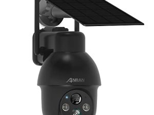 ANRAN 2K Security Camera Outdoor - كاميرا شمسية لاسلكية مع عرض 360 درجة ، صفارة ذكية ، أضواء كاشفة ، رؤية ليلية ملونة 3 ميجابكسل ، اكتشاف الإنسان بالذكاء الاصطناعي ، تحدث ثنائي الاتجاه ، متوافق مع Alexa ، Q3 أسود
