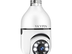 XKYPIN Security Camera Wireless WiFi Cam Bulb Light Socket Outdoor 1080P Pan Tilt Smart 360 درجة Panoramic IP Surveillance Cam with Color Night Vision Detection Floodlight Alarm Indoor E27