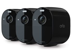كاميرا Arlo Essential Spotlight - 3 عبوات - أمان لاسلكي ، فيديو 1080 بكسل ، رؤية ليلية ملونة ، صوت ثنائي الاتجاه ، خالي من الأسلاك ، مباشر إلى شبكة WiFi لا حاجة إلى محور ، تعمل مع Alexa ، أسود - VMC2330B
