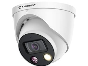 Amcrest UltraHD 4K (8MP) AI Outdoor Security Turret POE IP Camera ، 4K @ 20fps ، اكتشاف الوجه ، اكتشاف المركبات والبشر ، ضوء كشاف ، إنذار صفارة الإنذار المدمج ، ميكروفون مدمج ، IP8M-TD2685EW-AI