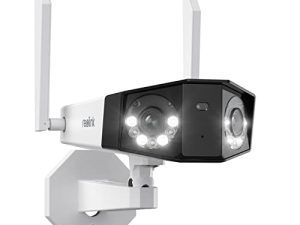 كاميرا أمان REOLINK 4K WiFi خارجية بزاوية واسعة للغاية تبلغ 180 درجة ، وكاميرا IP لاسلكية 2.4 / 5 جيجاهرتز ، واكتشاف ذكي للإنسان / السيارة / الحيوانات الأليفة ، رؤية ليلية ملونة ، صوت ثنائي الاتجاه ، IP66 مقاوم للماء ، Duo 2 WiFi