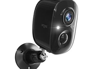 Dzees Security Camera Outdoor Wireless - كاميرا خارجية لاسلكية تعمل بالبطارية واي فاي ، ضوء كشاف ، صفارة الإنذار ، كشف الذكاء الاصطناعي ، رؤية ليلية ملونة ، IP66 مقاوم للماء / SD- أسود