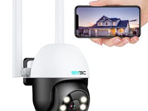 SV3C PTZ Security Camera في الهواء الطلق ، كاميرا IP WiFi ذات قبة قابلة للإمالة مع تتبع تلقائي ، رؤية ليلية ملونة بدقة 1080 بكسل ، صوت ثنائي الاتجاه ، اكتشاف بشري ، مقاوم للماء ، تسجيل 24/7 ، تخزين بطاقة SD ، الوصول عن بعد