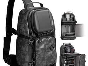 حقيبة حمل كاميرا TARION DSLR Sling Pack للرجال والنساء ، المصورين مع حامل ثلاثي القوائم مقاوم للماء بغلاف واق من المطر ، حقيبة ظهر للكاميرا ، حقيبة ظهر ، حقيبة ظهر للتصوير ، حقيبة كروس بودي باللونين الرمادي والأسود