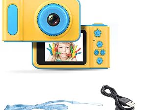 كاميرا Acuvar Full 1080P Kids Selfie HD مدمجة للصور الرقمية وفيديو قابلة لإعادة الشحن مع شاشة LCD 2 بوصة وألعاب الفيديو وشحن Micro USB (أزرق ، كاميرا فقط)