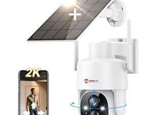 2K Solar Wireless Security Camera Outdoor ، كاميرات تعمل بالبطارية 360 درجة لأمن المنزل مع 2.4G WiFi ، بطارية قابلة لإعادة الشحن مع Alexa ، اكتشاف PIR ، لوحة شمسية ثنائية الاتجاه (اشتر بشكل منفصل)