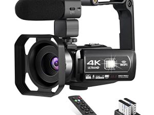 كاميرا فيديو OIEXI بدقة 4K 18X ، تقريب رقمي قوي ، 48 ميجابكسل 3.0 بوصة ، كاميرا فيديو مدمجة لـ YouTube ، كاميرا فيديو تعمل باللمس قابلة للدوران 270 درجة مع ميكروفون ، رؤية ليلية بالأشعة تحت الحمراء وبطاريتان (أسود)