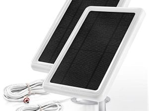 Ring Camera Charger Outdoor ، Ring Solar Panel لبطارية كاميرا Spotlight و Stick Up Cam Battery ، Ring Accessories ، 5V 4.5W Output Super Fast Charging 3.5mm Plug to Device (2 Pack-White)