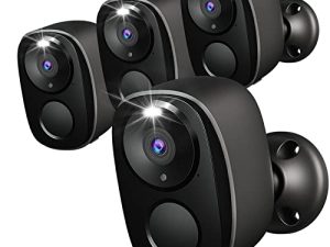 كاميرات Rraycom 4Pack الأمنية الخارجية اللاسلكية ، كاميرا تعمل بالبطارية 2K للأمن المنزلي ، Cloud / SD (حتى 256 جيجا) ، كشف الحركة بالذكاء الاصطناعي ، رؤية ليلية ملونة ، صوت ثنائي الاتجاه ، متوافق مع Alexa Black