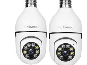 Hoibampu 2PCS 1080P WiFi المقبس ضوء لمبة الأمن في الهواء الطلق كاميرا 360 درجة المقبس في الهواء الطلق كاميرا المصابيح اللاسلكية في الهواء الطلق Blubs الة تصوير Smart Premium