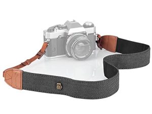 TARION حزام كاميرا DSLR قابل للتعديل حزام الرقبة حزام الكاميرا فيلم الرجعية حزام الكتف خمر لينة طويلة الحبل العالمي للنساء والرجال كاميرات SLR عديمة المرآة (نسخة مطورة) (أسود)