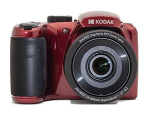 كاميرا KODAK PIXPRO Astro Zoom AZ255-RD الرقمية بدقة 16 ميجابكسل مع زووم بصري 25X بزاوية عرض 24 مم بزاوية عريضة 1080 بكسل و 3 بوصات LCD (أحمر)