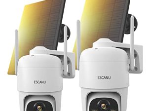 أمان خارجي لاسلكي يعمل بالطاقة الشمسية PTZ AI Motion Detection Audio WiFi ، الأمن المنزلي ، ضوء كشاف للرؤية الليلية الملونة ، عرض 360 درجة ، IP65 مقاوم للماء ، إنذار PIR ، بطارية قابلة لإعادة الشحن ، 2-Way Speak ، SD / Cloud