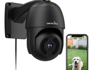 كاميرا مراقبة خارجية wansview ، 1080P Pan-Tilt 360 ° كاميرات مقاومة للماء ، رؤية ليلية ، صوت ثنائي الاتجاه ، كشف الحركة ، الوصول عن بعد ، متوافق مع Alexa W9 (أسود)