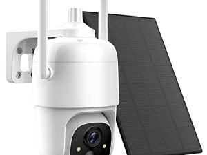 Allweviee كاميرات الأمان الشمسية الخارجية اللاسلكية ، 2K 3MP Pan Tilt 360 ° View IP65 مقاوم للماء بطارية قابلة لإعادة الشحن تعمل بالطاقة كاميرا PTZ WiFi مع PIR ، رؤية ليلية ملونة ، 2-Way Talk ، 4dbi Antenna ، Cloud / SD