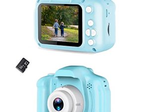 كاميرا Acuvar Full 1080P Kids Selfie HD مدمجة للصور الرقمية وفيديو قابلة لإعادة الشحن مع بطاقة TF 32 جيجابايت وشاشة LCD 2 بوصة و Micro USB Charging Drop Proof (أزرق)