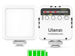 ULANZI VL49 2000mAh LED Video Light w 3 Cold Shoe، Rechargeable Soft Panel for DJI OSMO Mobile 3 Pocket Zhiyun Smooth 4 Sony RX100 VII Canon G7X Mark III A6400 6600 Camera GoPro 10 9 8 Vlogging