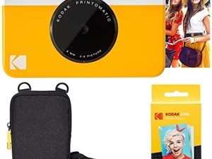 كاميرا Kodak Printomatic الفورية (أصفر) الحزمة الأساسية + ورق Zink (20 ورقة) + حقيبة فاخرة