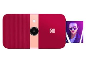 الكاميرا الرقمية للطباعة الفورية KODAK Smile - كاميرا 10 ميجابكسل مفتوحة الشرائح مع طابعة ZINK 2x3 (أحمر)