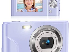 كاميرا رقمية ، Lecran FHD 1080P 36.0 Mega Pixel Vlogging Camera with 16X Digital Zoom ، شاشة LCD ، كاميرات صغيرة محمولة صغيرة للطلاب والمراهقين والأطفال (بنفسجي)
