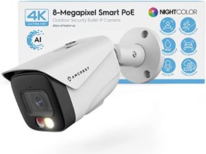 Amcrest 4K IP PoE AI Camera UltraHD 8MP Security Outdoor Camera ، FOV 129 ° ، 49ft Color Nightvision ، اكتشاف الإنسان والمركبة ، IP67 مانعة لتسرب الماء ، 4K (3840x2160) @ 15fps ، أبيض ، IP8M-2796EW-AI