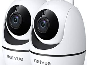كاميرا Netvue الداخلية ، 1080P FHD 2.4 جيجا هرتز كاميرا واي فاي للحيوانات الأليفة ، كاميرا منزلية للحيوانات الأليفة / الأطفال ، كاميرا الكلب بصوت ثنائي الاتجاه ، كاميرا مراقبة داخلية للرؤية الليلية ، اكتشاف الإنسان بالذكاء الاصطناعي ، أبيض ، عبوة من قطعتين