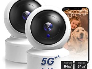 كاميرا مراقبة داخلية ، 2K HD Pan / Tilt Wireless Pet Camera لمراقبة الطفل ، 5G & 2.4G WiFi Home Security Camera لكلاب / مربية ، رؤية ليلية ، صفارة الإنذار ، تعمل مع Alexa & Google قطعتان (بطاقة 64G SD)