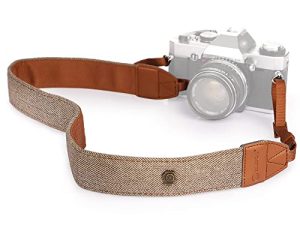 حزام كتف وعنق للكاميرا من TARION حزام عتيق لجميع كاميرات DSLR نيكون وكانون سوني بنتاكس كلاسيك أبيض وبني نسج