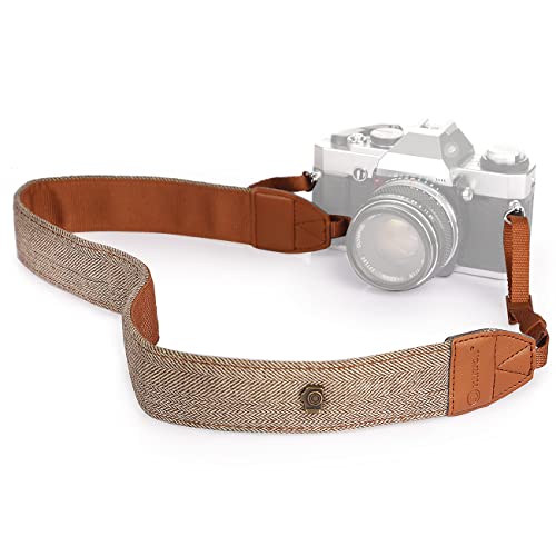 حزام كتف وعنق للكاميرا من TARION حزام عتيق لجميع كاميرات DSLR نيكون وكانون سوني بنتاكس كلاسيك أبيض وبني نسج حزام كتف وعنق للكاميرا من TARION حزام عتيق لجميع كاميرات DSLR نيكون وكانون سوني بنتاكس كلاسيك أبيض وبني نسج