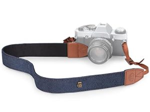 TARION حزام كاميرا DSLR قابل للتعديل حزام الرقبة حزام الكاميرا فيلم الرجعية حزام الكتف خمر لينة طويلة الحبل العالمي للنساء والرجال كاميرات SLR عديمة المرآة (نسخة مطورة) (الدنيم الأزرق)