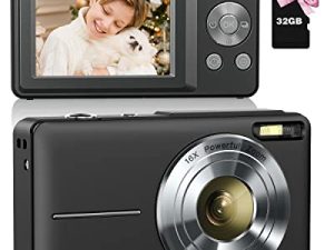 كاميرا رقمية للأطفال ، كاميرا Lecran 1080P 44 ميجابكسل للأطفال مع 32 جيجابايت كارد بوينت وكاميرا تصوير مع تكبير 16X ، كاميرات محمولة مدمجة هدية عيد الميلاد للأطفال والمراهقين والبنات (أسود)