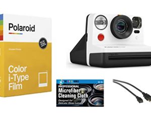 كاميرا Polaroid Now i-Type Instant Film Camera (أبيض وأسود) + مجموعة أفلام بولارويد الملونة