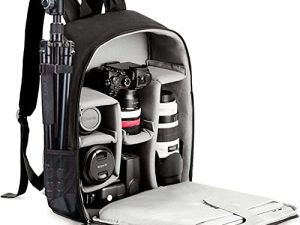 حقيبة ظهر للكاميرا من كادين مع مقصورة كمبيوتر محمول مقاس 15.6 بوصة لكاميرا DSLR / SLR غير المزودة بمرآة مقاومة للماء ، جراب كاميرا متوافق مع ملحقات كاميرا نيكون وكاميرا نيكون من سوني ، أسود
