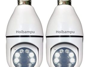 Hoibampu 2 Pack 2.4G Wireless Light Socket Bulb Security برغي خارجي في الكاميرا 1080P HD داخلي وخارجي ذكي كاميرا مصباح إضاءة للمنزل مع صوتي ثنائي الاتجاه ، رؤية ليلية ، إنذار للكشف عن الحركة البشرية