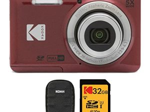 كاميرا Kodak PIXPRO Friendly Zoom FZ55 الرقمية (أحمر) مع حقيبة صلبة وحزمة بطاقة SD 32 جيجابايت (3 عناصر)