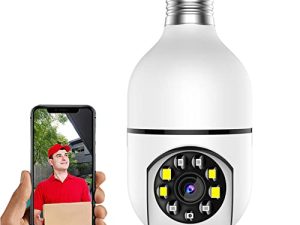 Kingebai Light Bulb Security Camera ، 2.4Ghz Wireless WiFi Light Bulb Camera Security ، Smart 360 PTZ داخلي / خارجي لمبة الأمن ، التحكم الصوتي عن بعد HD Intercom HD Night Vision Light Bulb Camera Security Camera