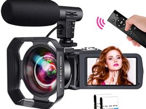 كاميرا فيديو SuSier Video Camera Camcorder ، Full HD 2.7K 30FPS 30MP Vlogging لـ YouTube IR Night Vision Webcam 16X Zoom رقمي مع ميكروفون ، جهاز تحكم عن بعد ، بطاريتان ، غطاء عدسة (V19-1)
