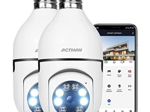 كاميرا لاسلكية WiFi Light Securiy ، Pan Tilt Full HD 1080P Light Security Camera خارجي WiFi مع صوت ثنائي الاتجاه ، رؤية ليلية ملونة ، كشف الحركة ، دعم التخزين السحابي وبطاقة SD - قطعتان