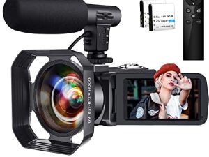 SEREE TECH 2.7K 30 FPS Video Camera 30MP 16X Digital Camera Video Camera for YouTube 3.0 inch Flip Screen Camcorder Camcorder Vlogging Camera with 2.4G Remote Control، Two Bare and External Mic