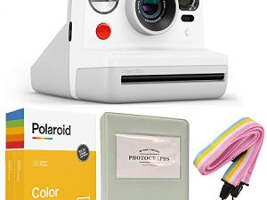 كاميرا فورية Polaroid Now i-Type - أبيض + فيلم ملون بولارويد لـ i-Type - عبوة مزدوجة + ألبوم رمادي + حزام رقبة ملون