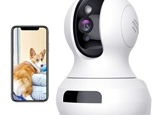 كاميرا الحيوانات الأليفة ، وكاميرا داخلية مع تكبير / تصغير قابل للإمالة ، وكاميرا WiFi داخلية مع رؤية عن بُعد ، ومراقبة الطفل مع الكاميرا والصوت ، والرؤية الليلية ، وكشف الحركة ، والصوت ثنائي الاتجاه ، وبطاقة SD / التخزين السحابي