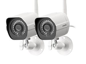 Zmodo Outdoor Wireless (2 Pack) ، نظام كاميرا أمان منزلي 1080p Full HD ، يعمل مع Alexa ومساعد Google ، أبيض (ZM-W0002-2)